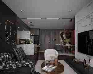 طراحی داخلی نشیمن و آشپزخانه لوکس برای اسکچاپ