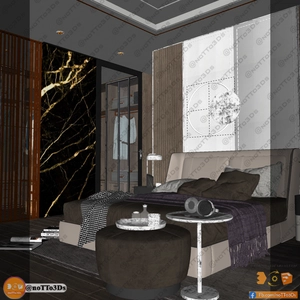 طراحی داخلی اتاق خواب لوکس و مدرن برای اسکچاپ