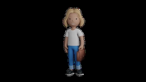 دختر گرافیکی 3d با کیف در دست