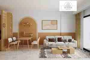 طراحی داخلی نشیمن و آشپزخانه مدرن و مینیمال برای اسکچاپ