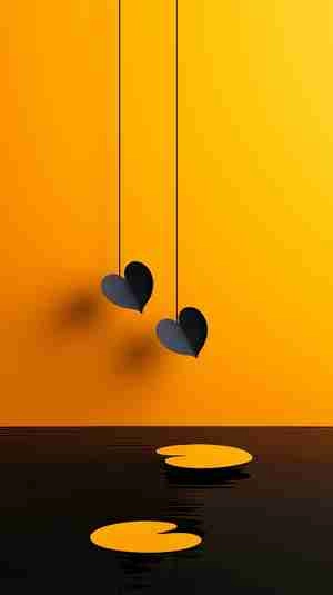 بک گراند زرد و مشکی با قلب آویزان