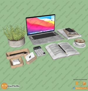 مجموعه ای از تجهیزات و لوازم دفتر کار برای اسکچاپ