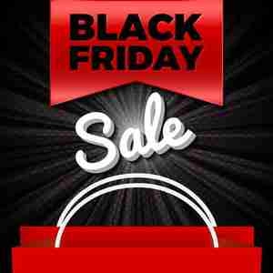 بک گراند مشکی و سبد خرید قرمز برای جمعه سیاه Black Friday Sale لایه باز ai