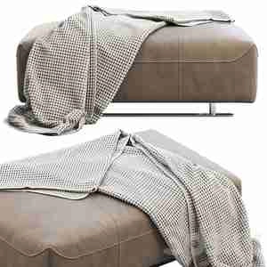 پاف با پایه استیل نقره ای Hampton Footstool