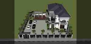 طراحی ویلا و محوطه مدرن برای اسکچاپ