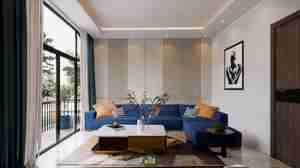 طراحی داخلی فضای نشیمن با رنگ های شاد برای اسکچاپ