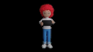 دختر 3d گرافیکی در حال کار با ای پد