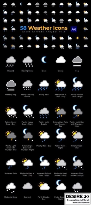 پک آیکون موشن برای آب هوا Weather Icons