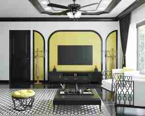 طراحی داخلی فضای نشیمن با تلفیقی از هنرهای شرقی و مدرن برای اسکچاپ