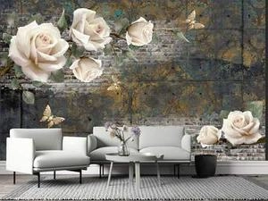 پوستر گل رز روی اجر