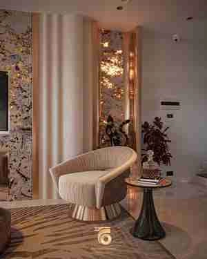 طراحی دکوراسیون لوکس طلایی و لاکچری خانوم بازیگر سوجان