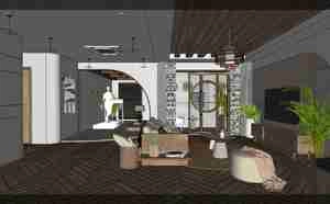 طراحی داخلی نشیمن و آشپزخانه مدرن و مینیمال برای اسکچاپ