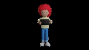 دختر 3d گرافیکی در حال کار با ای پد