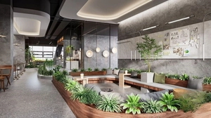 طراحی رستوران با گیاهان زیاد