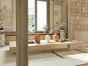 طراحی داخلی آشپزخانه و اتاق چایی خوری به سبک ژاپنی برای اسکچاپ