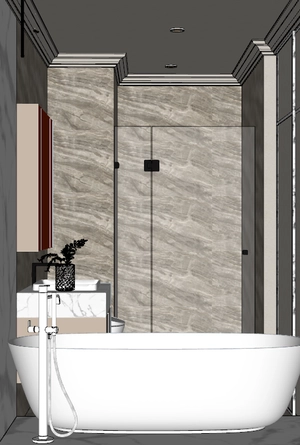 حمام مدرن با طراحی مینیمال برای اسکچاپ