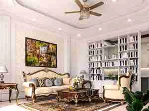 طراحی داخلی نشیمن و آشپزخانه نئوکلاسیک برای اسکچاپ