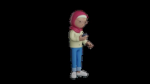 دختر 3d در حال کار با موبایل