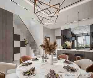 طراحی داخلی فضای نشیمن و آشپزخانه مدرن برای اسکچاپ