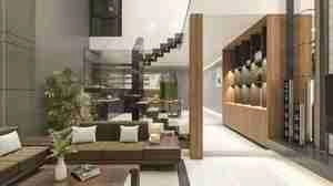 طراحی داخلی مدرن نشیمن و آشپزخانه برای اسکچاپ