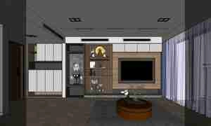 طراحی داخلی نشیمن و آشپزخانه مدرن و مینیمال برای اسکچاپ