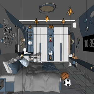 طراحی داخلی اتاق خواب کودک پسرونه برای اسکچاپ