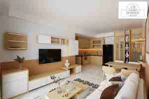 طراحی داخلی نشیمن و آشپزخانه مدرن و مینیمال برای اسکچاپ