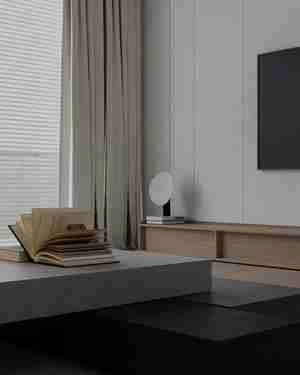 صحنه داخلی مدرن با استفاده از متریال چوب