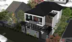 طراحی نما خانه مسکونی با جزئیات خیابان و همسایگی برای اسکچاپ