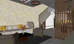 طراحی داخلی نشیمن و آشپزخانه مدرن برای اسکچاپ