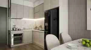 طراحی داخلی فضای نشیمن و آشپزخانه برای اسکچاپ