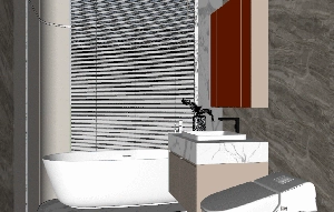 حمام مدرن با طراحی مینیمال برای اسکچاپ