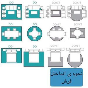 نحوه انداختن فرش وشیدمان مبل صندلی/ تخت خواب