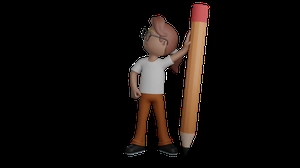 ابجکت دختر 3d با مداد