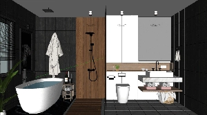 طراحی داخلی حمام و سرویس بهداشتی مدرن برای اسکچاپ