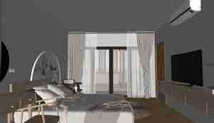 طراحی داخلی و نمای ویلای مدرن با ترکیب متریال چوب و بتن برای اسکچاپ