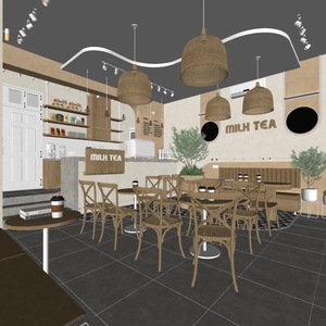 کافه‌ای دنج با الهام از طبیعت تم چوبی skp