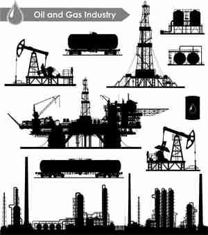 وکتور نفت و حمل نفل ریلی Oil and gas industry silhouette vectors set ai