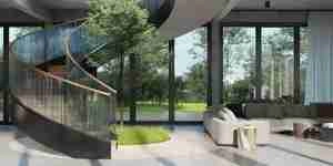 طراحی نما و داخلی ویلا مدرن در دل جنگل برای اسکچاپ