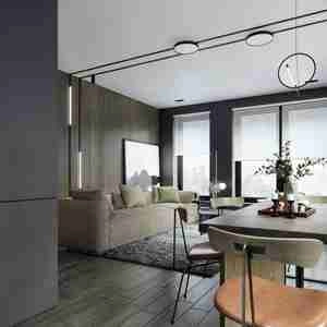 طراحی داخلی نشیمن و آشپزخانه لوکس و مدرن برای اسکچاپ