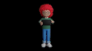 دختر 3d گرافیکی در حال کار با ای پد