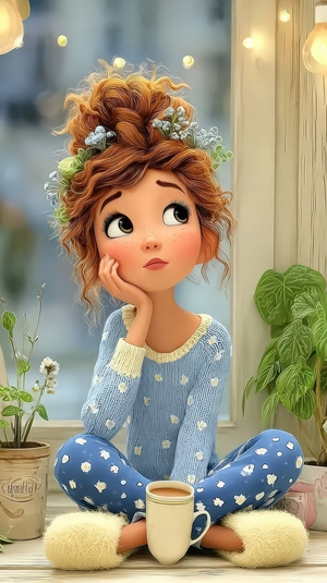 دختر بچه در حال فکر کردن