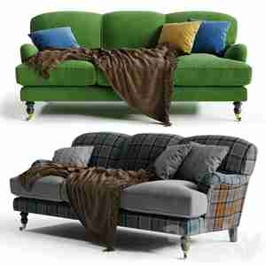 آبجکت مبل با شال و کوسن بارنگ طوسی وسبز SOFA WORKSHOP Lady May Sofa