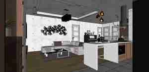 طراحی داخلی فضای نشیمن و پذیرایی برای اسکچاپ