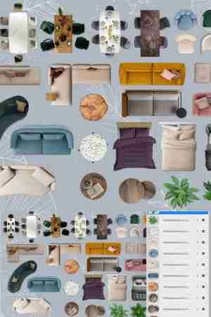 بلوک مبلمان از نمای تاپ برای فتوشاپ و پرزانته