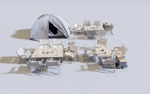 مجموعه ای از چادر برای کمپینگ در طبیعت برای اسکچاپ