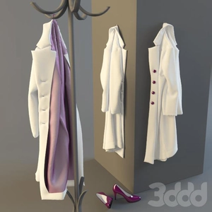 پاتو سفید با آستر بنفش A coat on a hanger