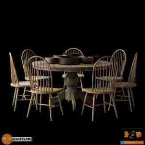 میز و صندلی چوبی و قدیمی برای اسکچاپ