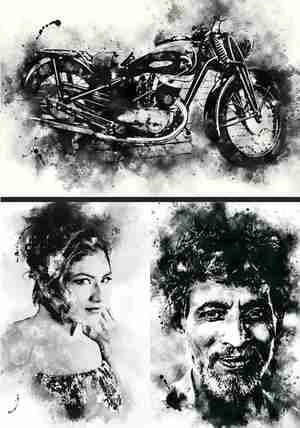 اکشن برای آب رنگ مشکی کردن تصویر ink Art - Photoshop Action