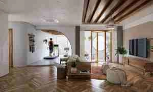 طراحی داخلی نشیمن و آشپزخانه مدرن و مینیمال برای اسکچاپ